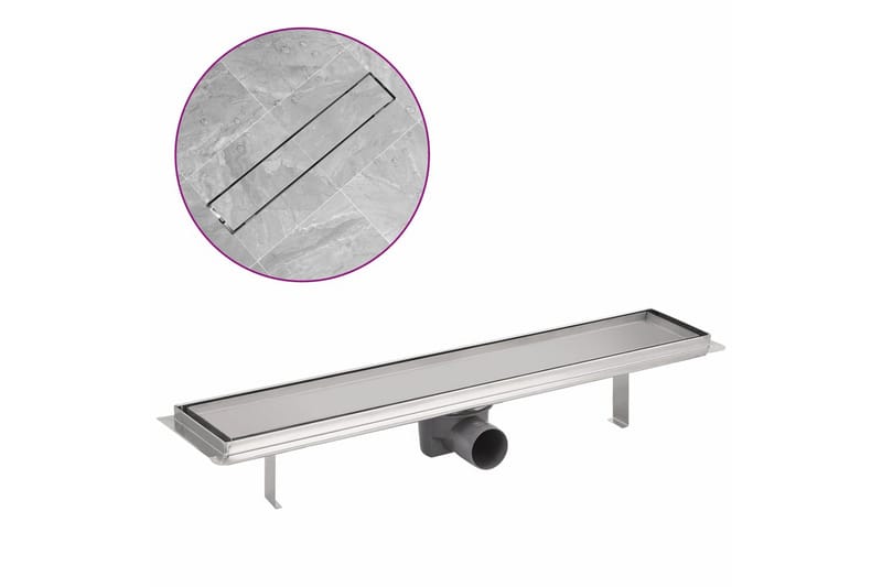 Lineært bruseafløb 630x140 mm rustfrit stål - Hus & renovering - Byggeri - Vand & afløb - Indendørsafløb