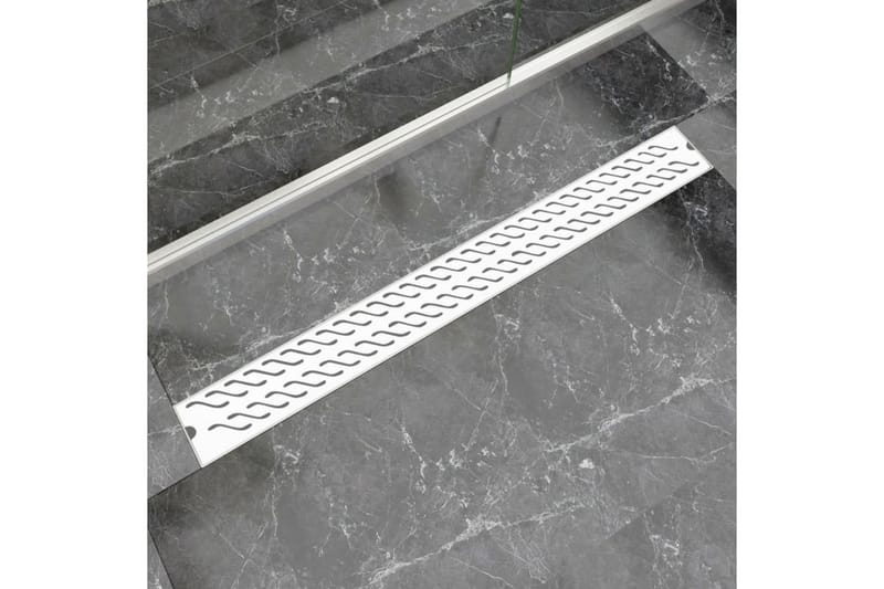 Lineært bruseafløb bølgedesign 1030x140 mm rustfrit stål - Indendørsafløb - Afløb og gulvbrønd