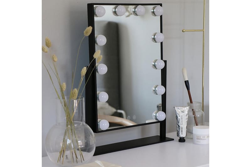 Bathlife Sköna Makeup Spejl - Sort - Spejl med belysning - Makeupspejl - Badeværelsestilbehør