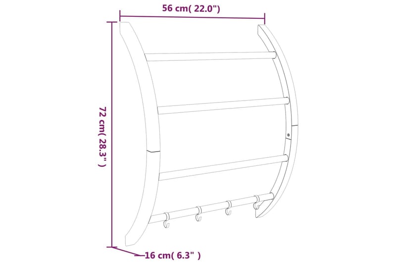beBasic håndklædeholder med kroge 56x16x72 cm aluminium sølvfarvet - SÃ¸lv - Badeværelsestilbehør - Håndklædekrog