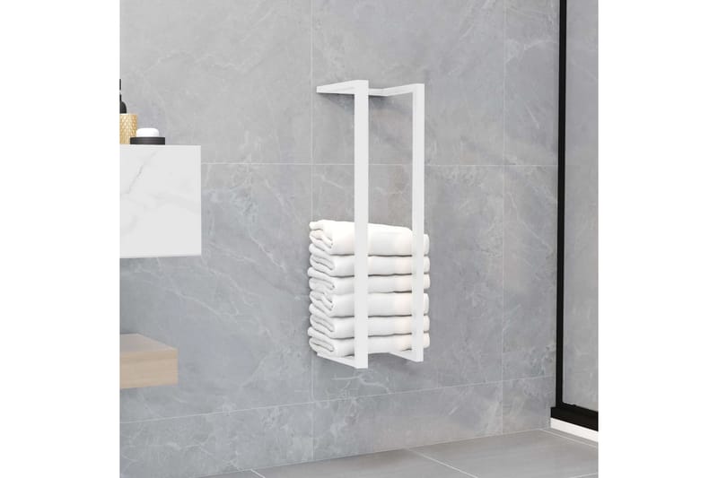 håndklædeholder 12,5x12,5x60 cm stål hvid - Hvid - Badeværelsestilbehør - Håndklædestige - Håndklædehænger