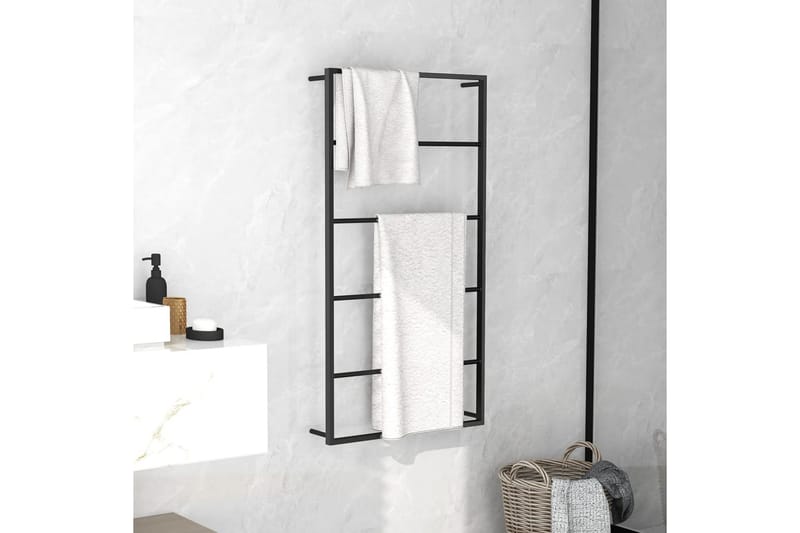 håndklædeholder 60x10x116 cm stål sort - Sort - Håndklædestige - Badeværelsestilbehør - Håndklædehænger