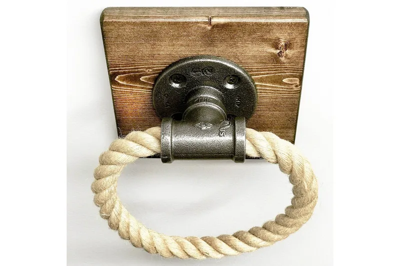 Evila Håndklædehænger reb / træ - Træ / sort - Hus & renovering - Køkken & bad - Badeværelse - Badeværelsestilbehør - Håndklædeholder