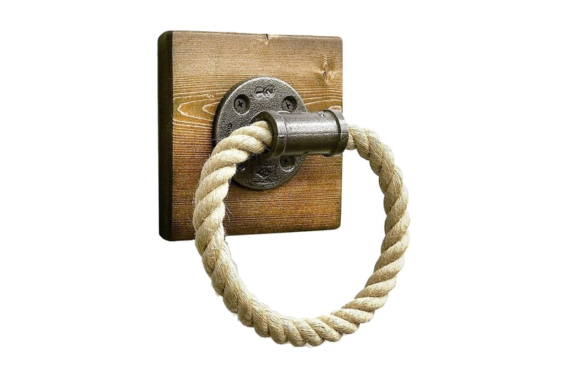 Evila Håndklædehænger reb / træ - Træ / sort - Hus & renovering - Køkken & bad - Badeværelse - Badeværelsestilbehør - Håndklædeholder