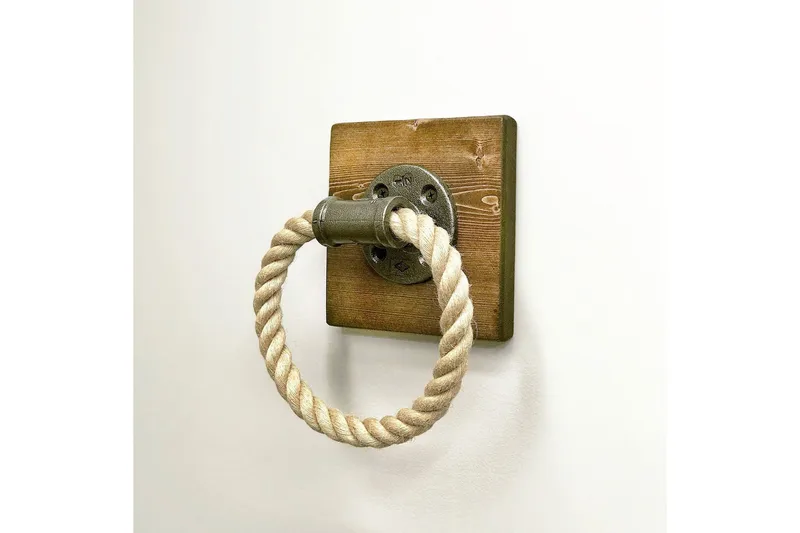 Evila Håndklædehænger reb / træ - Træ / sort - Hus & renovering - Køkken & bad - Badeværelse - Badeværelsestilbehør - Håndklædeholder