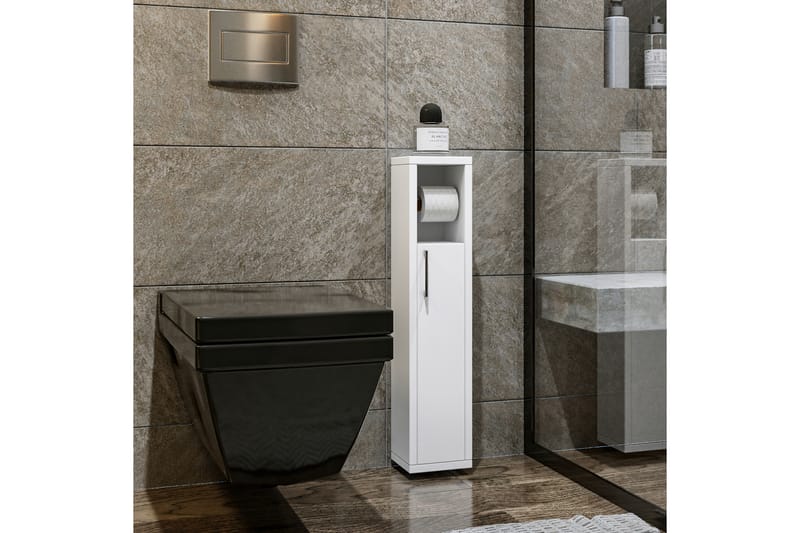 Hafing Badeværelses opbevaring 15x70 cm 2 Hylder - Hvid - Toiletrulleholder - Badeværelsestilbehør