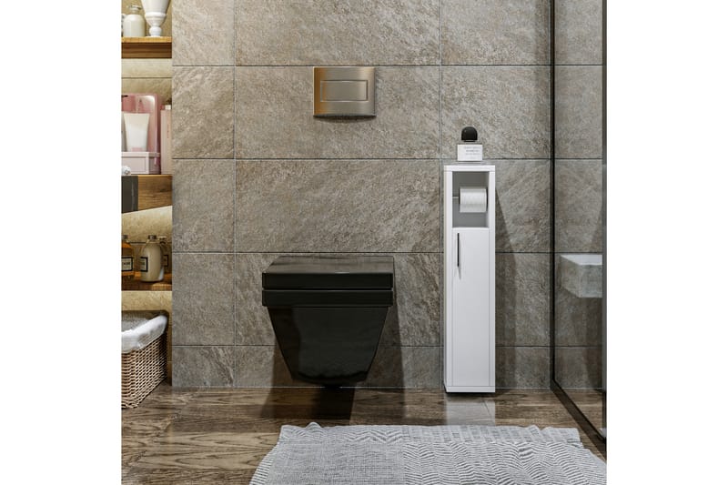 Hafing Badeværelses opbevaring 15x70 cm 2 Hylder - Hvid - Toiletrulleholder - Badeværelsestilbehør
