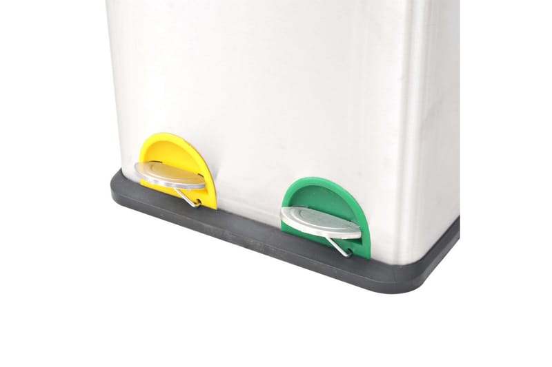 Affaldsbeholder Til Genbrug Med Pedal Rustfrit Stål 2 X 18 L - Sølv - Pedalspand & skraldespand