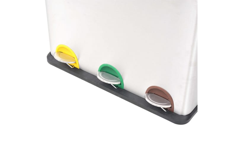Affaldsbeholder Til Genbrug Med Pedal Rustfrit Stål 3 X 18 L - Sølv - Pedalspand & skraldespand