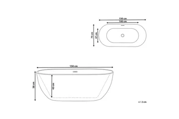 Badkar Beliani Carrera Svart/Silver, 75x150x58 cm Black||Silver - Hus & renovering - Køkken & bad - Badeværelse - Badekar