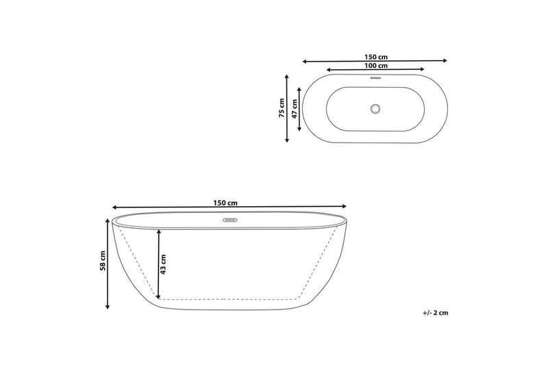 Badkar Beliani Carrera Svart/Silver, 75x150x58 cm Black||Silver - Hus & renovering - Køkken & bad - Badeværelse - Badekar