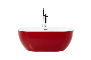 Badkar Beliani Nevis Röd/vit/silver, 78x170x59 cm Red||White||Silver - Hus & renovering - Køkken & bad - Badeværelse - Badekar