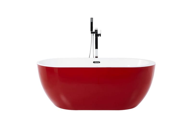 Badkar Beliani Nevis Röd/vit/silver, 78x170x59 cm Red||White||Silver - Hus & renovering - Køkken & bad - Badeværelse - Badekar