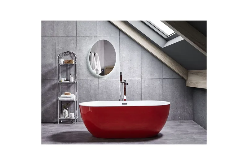 Badkar Beliani Nevis Röd/vit/silver, 78x170x59 cm Red||White||Silver - Hus & renovering - Køkken & bad - Badeværelse - Badekar