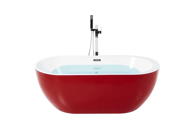 Badkar Beliani Nevis Röd/vit/silver, 78x170x59 cm Red||White||Silver, undefined