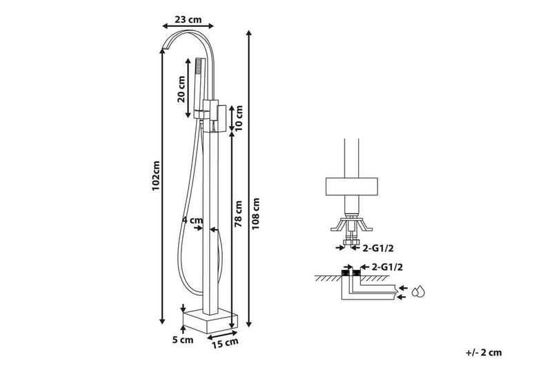 Ribbonette Badekarsarmatur Fritstående - Guld - Hus & renovering - Køkken & bad - Badeværelse - Blandingsbatterier & vandhaner - Badekars blandingsbatteri