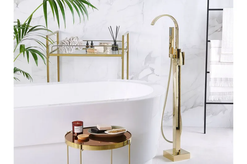 Ribbonette Badekarsarmatur Fritstående - Guld - Hus & renovering - Køkken & bad - Badeværelse - Blandingsbatterier & vandhaner - Badekars blandingsbatteri