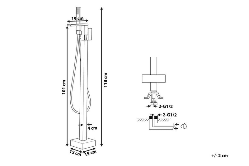 Boyoma Badekarsarmatur Fritstående - Sort - Hus & renovering - Køkken & bad - Badeværelse - Blandingsbatterier & vandhaner - Gulvarmatur