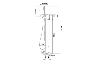 Niagara badekar mixer 22,5 cm - Sølv - Hus & renovering - Køkken & bad - Badeværelse - Blandingsbatterier & vandhaner - Gulvarmatur