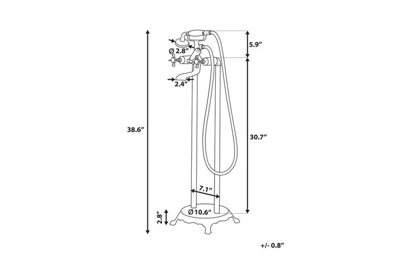 Spak Badekareblander 27 cm - Guld - Hus & renovering - Køkken & bad - Badeværelse - Blandingsbatterier & vandhaner - Gulvarmatur