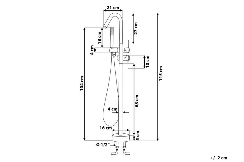 Victoria Badekarblander 21 cm - Sølv - Hus & renovering - Køkken & bad - Badeværelse - Blandingsbatterier & vandhaner - Gulvarmatur