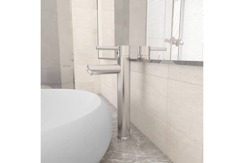 blandingsbatteri til badeværelse 12x30 cm nikkel - Hus & renovering - Køkken & bad - Badeværelse - Blandingsbatterier & vandhaner - Håndvaskarmatur
