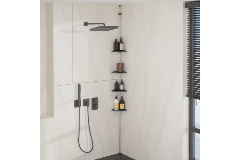 beBasic teleskopisk brusehylde 4 niveauer aluminium sølvfarvet - SÃ¸lv - Hus & renovering - Køkken & bad - Badeværelse - Brusearmatur & tilbehør