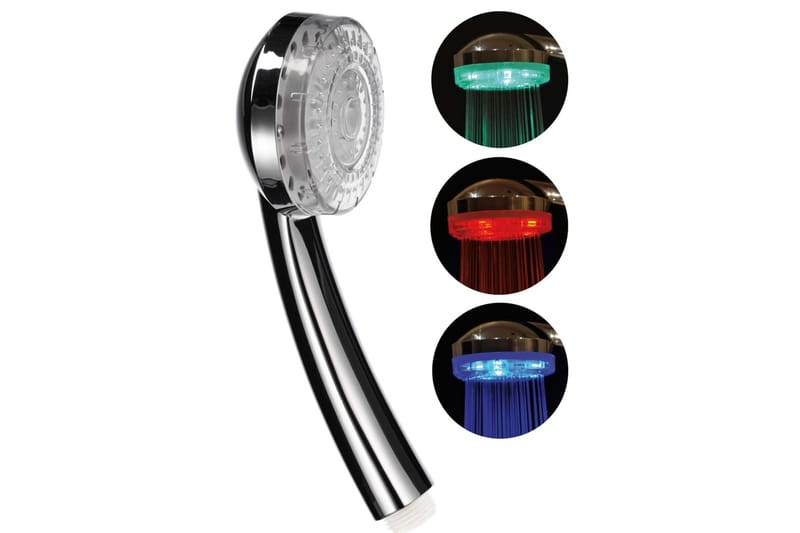 HI brusehoved med LED-lys 8 cm - Sølv - Brusehoved & brusehåndtag - Badeværelseshåndtag & badeværelsesbeslag