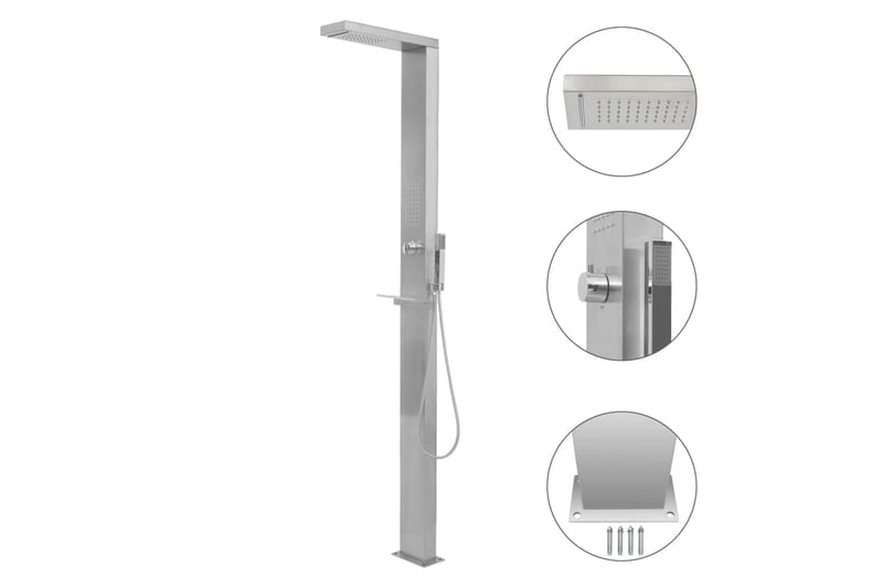 Bruserpanelsystem Rustfrit Stål Firkantet - Sølv - Hus & renovering - Køkken & bad - Badeværelse - Brusearmatur & tilbehør
