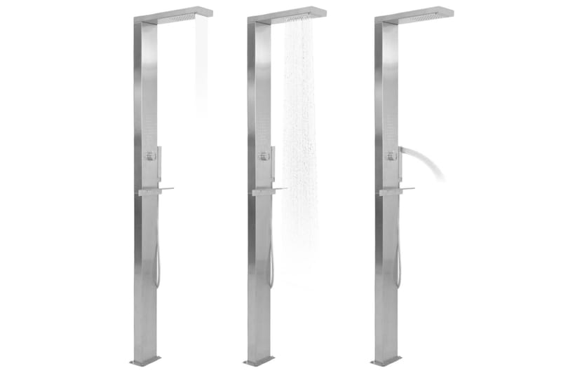 Bruserpanelsystem Rustfrit Stål Firkantet - Sølv - Hus & renovering - Køkken & bad - Badeværelse - Brusearmatur & tilbehør