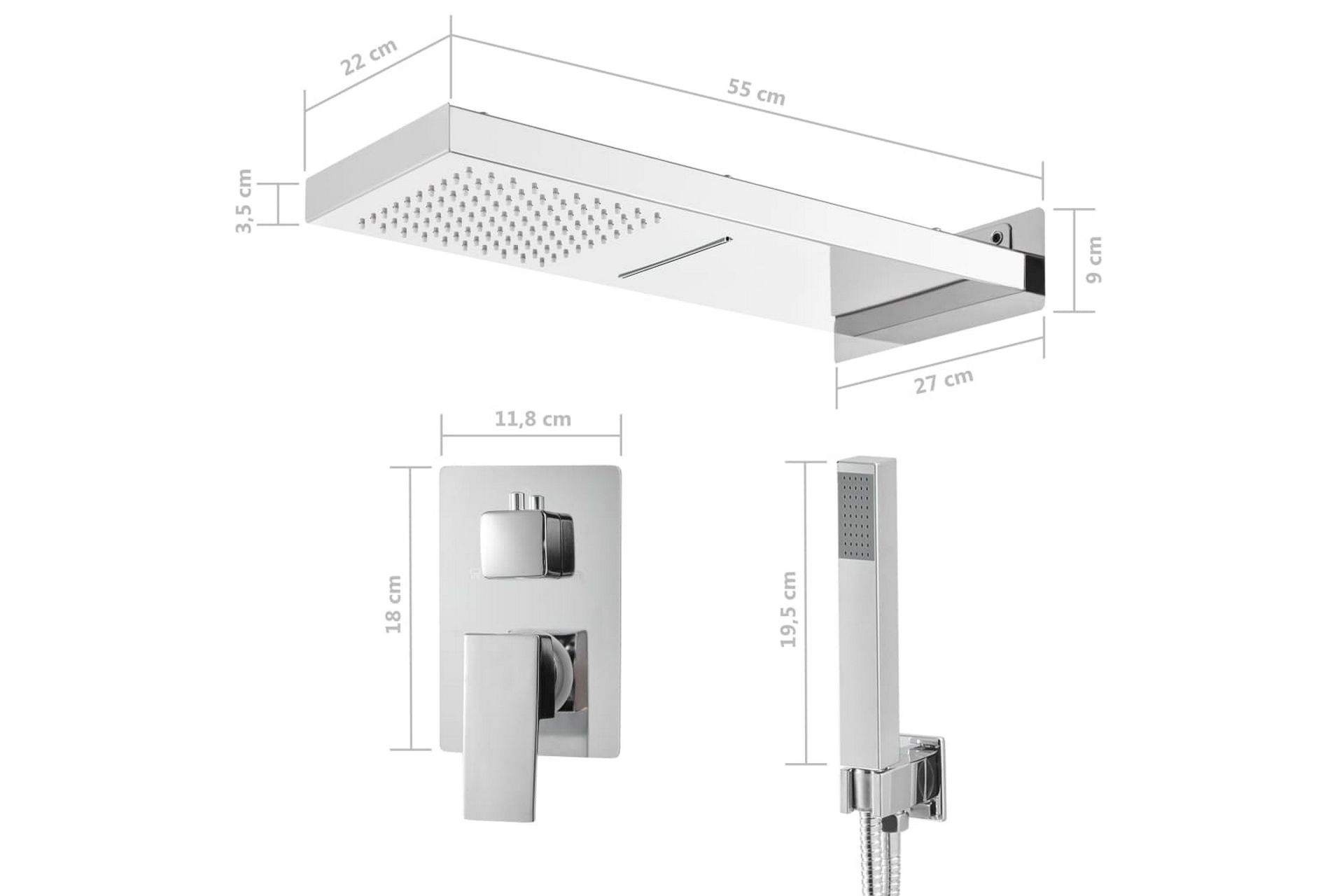Brusesystem rustfrit stål 201 sølvfarvet - Hus & renovering - Køkken & bad - Badeværelse - Brusearmatur & tilbehør