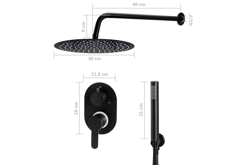 brusesystem rustfrit stål 201 sort - Hus & renovering - Køkken & bad - Badeværelse - Brusearmatur & tilbehør