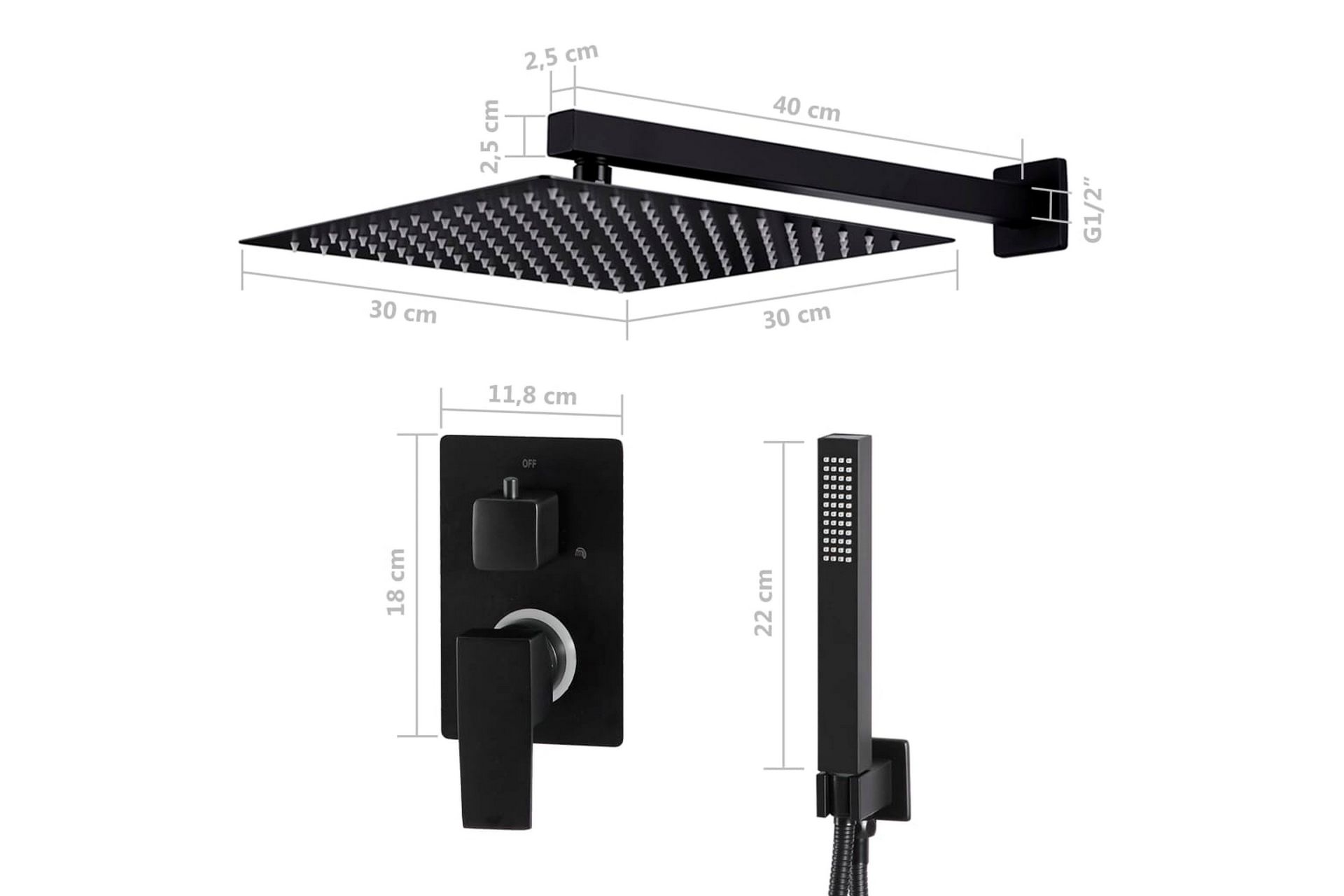 brusesystem rustfrit stål 201 sort - Hus & renovering - Køkken & bad - Badeværelse - Brusearmatur & tilbehør