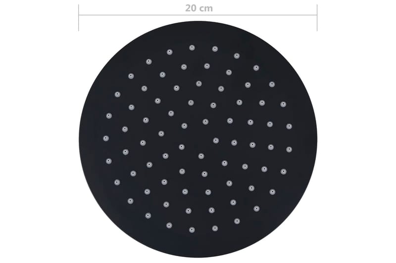 regnbrusehoved 20 cm rund rustfrit stål sort - Sort - Hus & renovering - Køkken & bad - Badeværelse - Brusearmatur & tilbehør