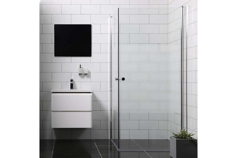 Bathlife Mångsidig Brusehjørne Lige Dør 90x80 cm+Lige Dør, Sølv/Delvist Frostet