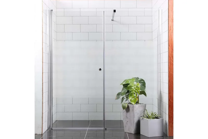 Bathlife Mångsidig Brusehjørne Lige Væg 80x80 cm, Sølv/Delvist Frostet