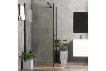 Bathlife Mångsidig Brusehjørne Lige Væg/Lige Dør 90x90 cm - Sort/Transparent - Hus & renovering - Køkken & bad - Badeværelse - Bruser