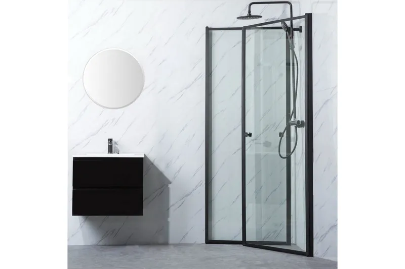 Bathlife Profil Brusehjørne Lige Dør 80 cm+Lige Dør 80 cm - Sort - Hus & renovering - Køkken & bad - Badeværelse - Bruser