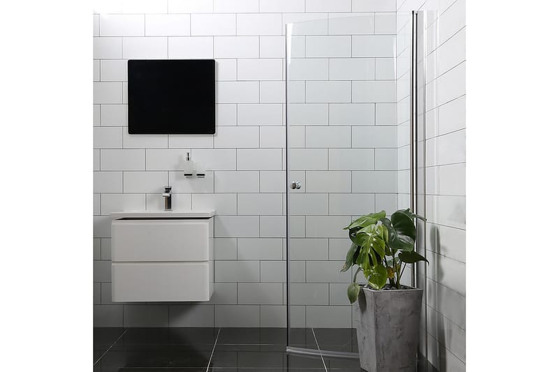 Bathlife Mångsidig Brusedør 45° Dør 70x70 cm - Sølv/Klarglas - Brusedøre - Bruseniche