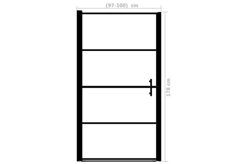 Brusedør 100x178 cm Matteret Hærdet Glas Sort - Brusedøre - Bruseniche