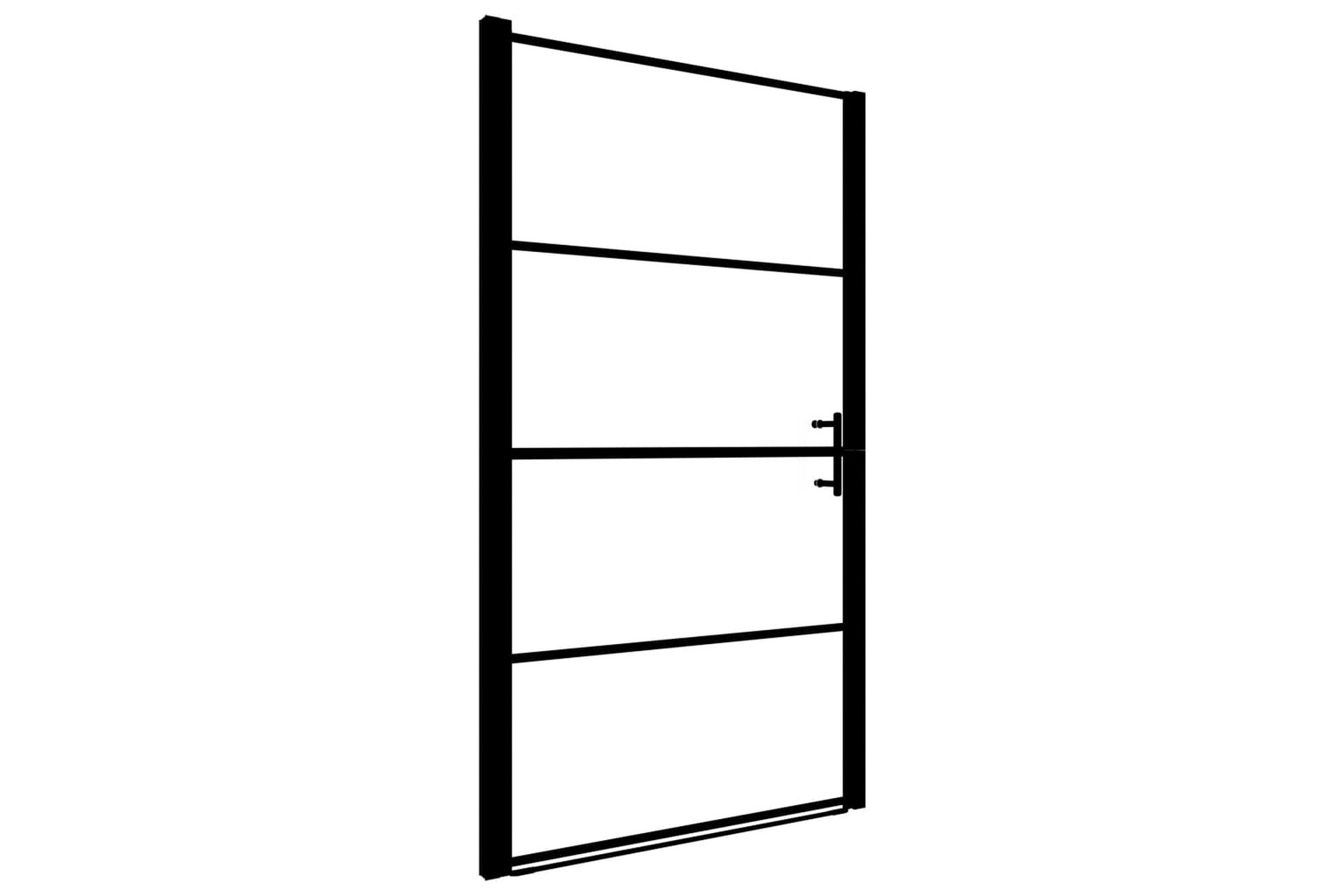 Brusedør 81x195 cm Matteret Hærdet Glas Sort - Hus & renovering - Køkken & bad - Badeværelse - Bruser
