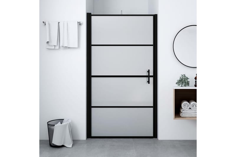 Brusedør 91x195 cm Matteret Hærdet Glas Sort - Hus & renovering - Køkken & bad - Badeværelse - Bruser