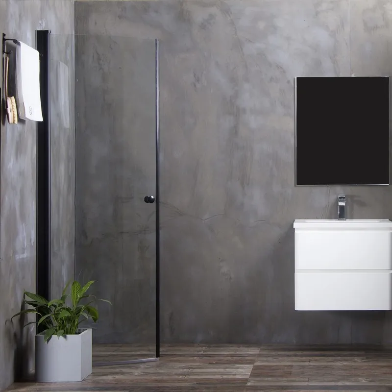 Brusedør Mångsidig 45° Dør Klart Glas Sort 700, Glas|Sort