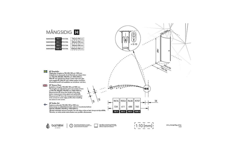Mångsidig Brusedør Buet - Sølv - Hus & renovering - Køkken & bad - Badeværelse - Bruser