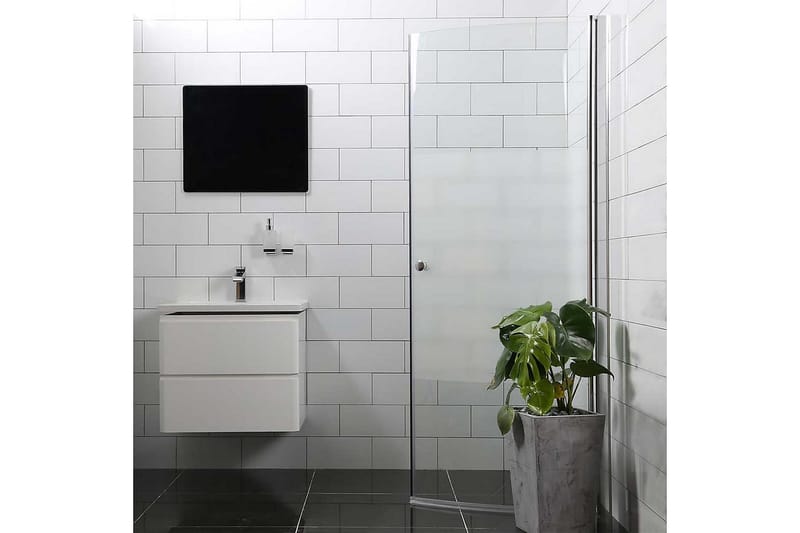 Mångsidig Brusedør Delvis Frostet Rund Dør 90cm - Sølv - Hus & renovering - Køkken & bad - Badeværelse - Bruser
