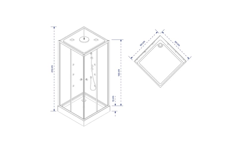Attsjö Brusekabine 215 cm - Sort/Grå - Hus & renovering - Køkken & bad - Badeværelse - Bruser