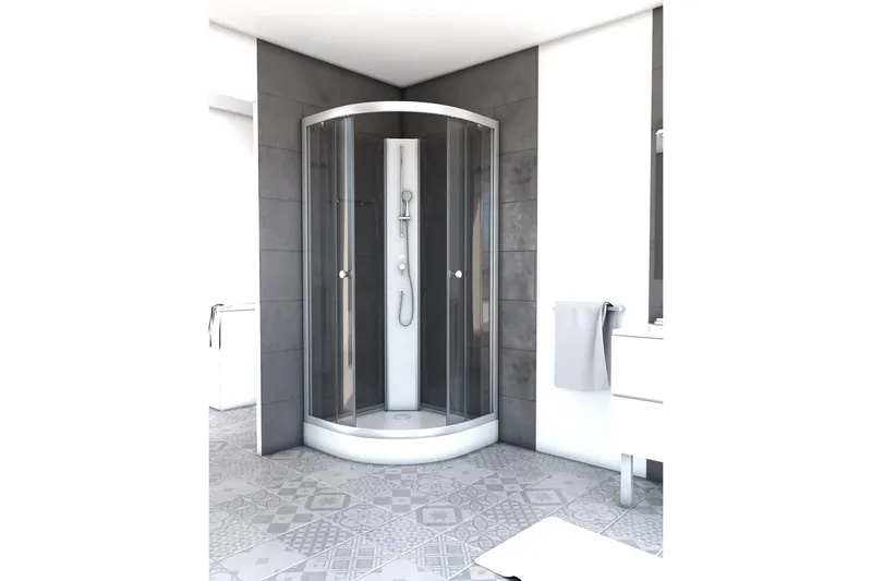 Bankestad Brusekabine 210 cm, Hvid/Grå