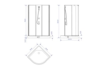 Gullebo Brusekabine 200 cm - Sort/Hvid - Hus & renovering - Køkken & bad - Badeværelse - Bruser