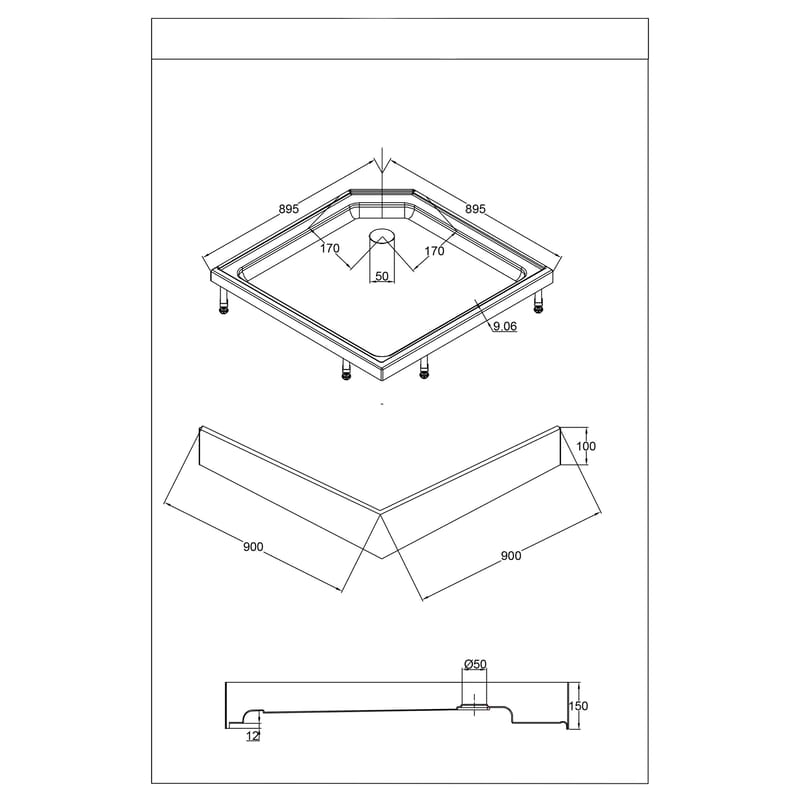 Ideal Brusekabine 90x90 cm Lige - Hus & renovering - Køkken & bad - Badeværelse - Bruser - Brusekabiner