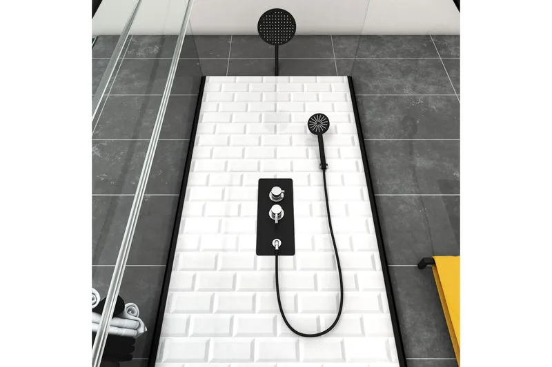 Skofftorp Brusekabine 90x90 cm - Sorthvid - Hus & renovering - Køkken & bad - Badeværelse - Bruser - Brusekabiner